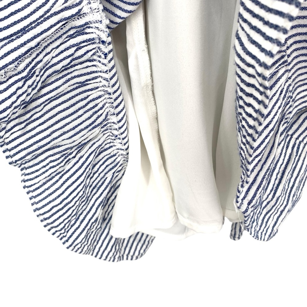 Bardot Off Shoulder Blue and White Stripe Dress - Picture 7 of 9
